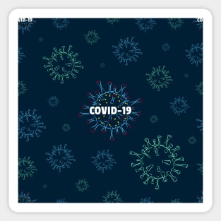 Seamless Pattern Blue and Green Virus Disease Sticker